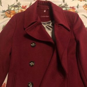 Maroon suede pea coat size 2
